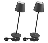 K-Bright 2 piezas LED Lámpara de escritorio con batería Regulable 3000K Color de luz cálida recargable para Adecuado para interiores y exteriores Lámpara portátil de carga USB Gris oscuro.