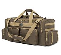K-Cliffs Bolsa táctica de Lona Resistente Militar Molle Gear Travel Sports Gym Bag Lockable Zippers with US Flag Patch, Caqui, 30 Inch Khaki, Bolsa de Viaje Grande y Resistente