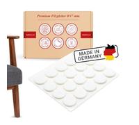 K.D.J. Brand Protectores de Fieltro de Aguja, Blanco, 17 mm Ø, 3 mm Espesor, Autoadhesivo - 20 Unidades - Made in Germany