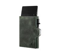 K!DMAN Phoenix I Bifold Wallet - Cartera moderna y delgada con tapa para 6 tarjetas, elegante cartera para hombre consciente de la tendencia, protección RFID, Elegante verde, 9,5 x 7 x 2 cm, Con