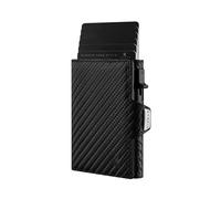 K!DMAN Phoenix I Bifold Wallet - Cartera moderna y delgada con tapa para 6 tarjetas, elegante cartera para hombre consciente de la tendencia, protección RFID, Piel auténtica de carbono, 9,5 x 7 x 2