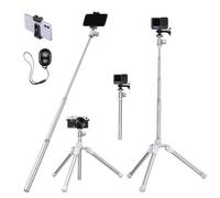K&F 1,7m Eccentric Tube Cellphone Tripod, Lightweight Super Portable Selfie Stick, DSLR Camera Tripod E224A3+BH-18 Silver