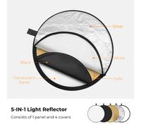 K&F 56cm round reflector Light diffuser 5 in 1 foldable multi-disc with tote bag