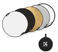 K&F 60cm 5 in 1 round reflector with handle foldable multiple discs with tote bag - translucent, sil