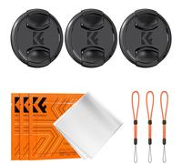 K&F 77MM Lens Caps Kit with K&F LOGO caps*3+Anti-lost rope*3+vacuum cleaning cloth*3