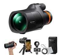 K&F Concept 12 * 50 Telescopio Monocular, HD BAK4, Monocular Portátil con Interfaz Arca, Clip para Móvil y Soporte para Trípode, Ocular Monocular para Observación de Aves, Caza, Viajes, Conciertos