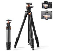 K&F Concept Trípode de cámara para teléfono móvil, 162 cm, trípode para viajes, trípode para smartphone con soporte para teléfono móvil, tablet y trípode de viaje de aluminio A305A1+BH-40