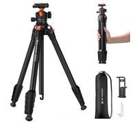 K&F CONCEPT 163CM Trípode Cámara Aluminio, Trípode Ligero y Compactop, Peso 1,2 kg y Carga Máxima de 10 kg para cámaras DSLR, Prismáticos, Telescopios Terrestres, Videocámaras y Teléfonos