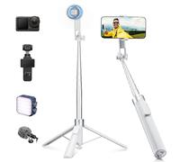 K&F CONCEPT 180cm Trípode para Movil, 3-en-1 Palo de Selfie Magnético+Clip con Control Remoto, Trípode Magnético Rotatorio de 360°, Compatible con iPhone 17-12 y Android, Accesorios de Tornillo 1/4"