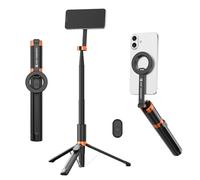K&F CONCEPT 180cm Trípode para Movil Magnético Palo Selfie Liger, Soporte Magnético Extensible con Mando Bluetooth, Ajuste 3 Ejes, Estructura Aluminio per iPhone 17 16 15 14 Pro/MAX, Negro