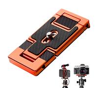 K&F Concept 2 en 1 Placa Soporte de Liberación Rápida Compacta para Trípode, Cámara, Smartphone y Micrófono, con Tornillo de 1/4" y 3/8", Color Naranja