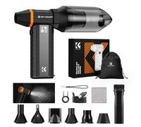K&F CONCEPT 2 en 1 Soplador y Aspirador de 350,000 RPM con Batería de 10000 mAh, Pantalla LED, Luces y Motor sin Escobillas, Ideal para Teclado, Cámara, PC, Exterior y Hogar