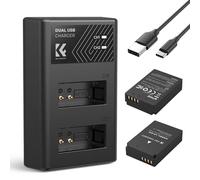 K&F CONCEPT 2 Pack LP-E12 Baterías de Repuesto con Cargador de Doble Ranura, 1100mAh, Interfaces Micro USB y Type-C, Compatible con Cámaras Canon M2, M200, M50, M100, M10, 100D