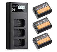 K&F CONCEPT 3-Pack NP-FW50 1100mAh Batería y Cargador LCD de 3 Ranuras Compatible con Cámaras ZV-E10, Alpha A6400 A6000 A6300 A6500 A5000 A5100 A7 A7II A7R A7RII A7S A7SII RX10 II III y más