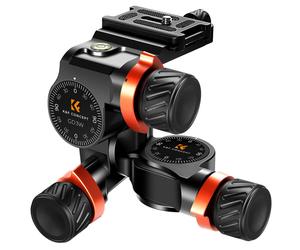 K&F Concept 3-Way Geared Tripod Head CNC Process Aluminum Alloy, High-Precision Fluid Head Load