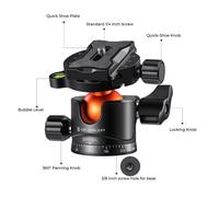 K&F Concept 36mm Tripod Ball Head 360 Degree Rotating Panoramic for monopod