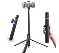 K&F CONCEPT 69" Selfie Stick para iPhone, Palo Selfie con Apertura Automática, Trípode con Mando a Distancia Bluetooth de 9 Botones, Portátil para Viajes, Vloggers, Negro, Texturizado