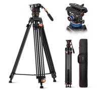 K&F Concept 75"/ 191cm Trípode Video VA3+BV20, Trípode de Aleación de Aluminio Resistente con 360° Cabezal de Fluido, Compatible con Canon Nikon Sony y Otras, Carga hasta 22lb/10kg
