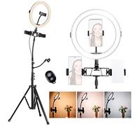 K&F Concept - Anillo de luz de 10 pulgadas con trípode y soporte flexible para cámara Vlog, vídeo, smartphone, YouTube, autorretrato