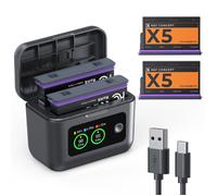 K&F Concept baterie pro Insta360 X5 2700mAh, 2 ks + nabíjecí pouzdro PD 20W s LCD