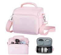 K&F CONCEPT Bolsa Funda Cámara Réflex Impermeable Pequeño Estuche Crossbody para cámara de Hombro con Correa Ajustable DSLR/SLR/Mirrorless Compact Photography Bags-Rosa