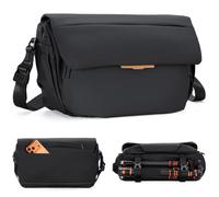 K&F CONCEPT Bolsa para Cámara Sling 15L Gran Capacidad, Funda Impermeable para Réflex, Bandolera Resistente, Compatible: 1 Cámara + Objetivo 70-200mm f/2.8 + Portátil 13 Pulgadas, Negro