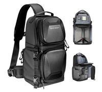 K&F CONCEPT Bolsa para Cámara Sling Camera Bolsa Bandolera Antirrobo 10L Foto Mochila Reflex Portátil, Bolsa de Cámara Compatible con DSLR SLR Cámara, Negro Estuche rígido