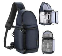 K&F Concept Bolsa para Cámara Sling Camera Bolsa Bandolera Impermeable Antirrobo 10L Foto Mochila Reflex Portátil, Bolsa de Cámara Compatible con DSLR SLR Cámara, Azul