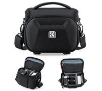 K&F CONCEPT Bolso de Cámara Compacto Impermeable, Bandolera Cruzada Compatible con Cámaras y Lentes Canon Nikon Sony DSLR/SLR/Sin Espejo, con Protección Delantera de EVA Rígida y Porta trípode