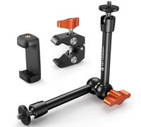 K&F CONCEPT Brazo Mágico de 9,8 Pulgadas con Soporte para teléfono y superabrazadera, rótula de 360° Compatible con teléfonos móviles/Luces LED/monitores/Flashes/micrófonos/cámaras DSLR