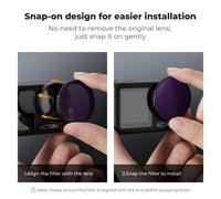 K&F CONCEPT DJI Osmo Action 4 ND&PL Filter Kit ND8&PL+ND16&PL+ND32&PL+ND64&PL 4 Pack, Optical Glass