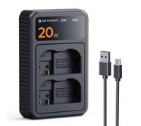K&F Concept EN-EL15 Charger | Cargador doble para 2 baterías, 20 W USB-C de carga rápida, indicador LED, compatible con Nikon Z6 III, Z8, Z7 II, D7500