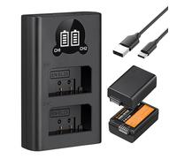 K&F CONCEPT EN-EL25 1350mAh 2 Pack Batería de Repuesto para Cámara y Cargador de Doble Ranura para Monitor LCD Compatible con Nikon Z30 Z50 ZFC