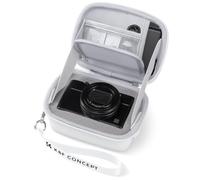 K&F CONCEPT Funda Rígida EVA para Cámara Compacta, Estuche de Viaje Protector con Bolsillo de Malla, Compatible con Sony ZV-1/Ricoh GR III/Canon G7 X, 12,2 x 8,5 x 5,5 cm (Interior), Blanco