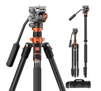 K&F Concept K234A7+FH-03 - trípode de vídeo de aluminio de 202 cm con rótula fluida y monopié desmontable