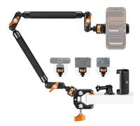 K&F CONCEPT Kit de Brazo Mágico 22" con Pinza, Soporte de Cámara Articulado para Teléfono, Cámara de Acción, Luz LED, Micrófono