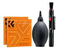 K&F Concept Kit de limpieza de cámara DSLR 4 en 1 (limpiador de soplador de polvo + bolígrafo de limpieza + paño de limpieza de macrofibra), kit de limpiador de lentes para cámaras réflex digitales