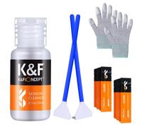 K&F Concept kit de limpieza de sensor de fotograma completo 24 mm, 16 bastoncillos, frasco y guantes