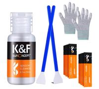 K&F Concept kit de limpieza del sensor APS-C: 16 bastoncillos de limpieza de 16 mm, 20 ml de líquido limpiador y guantes