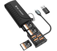 K&F CONCEPT Lector de Tarjetas USB3.1 con Estuche, 4X SD/6x TF/2x Nano SIM, Compatible con UHS-II (312MB/s), OTG USB-A a USB-C. Caja portátil Impermeable y antigolpes para Tarjetas de Memoria
