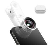 K&F CONCEPT Lente Gran Angular Selfie, 18mm Equivalente, Campo Visual +43% | Cristal óptico HD con recubrimiento AR, carcasa aluminio ligera 25g, cámara delantera/trasera, compatible iPhone 12-16 -JW01