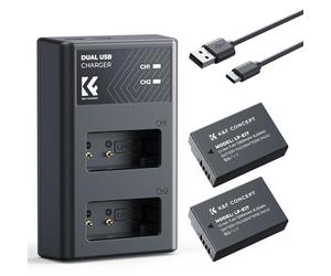 K&F CONCEPT LP-E17 2 Pack Batería de Repuesto con Cargador Dual USB, 1250mAh Compatible con Cámara Canon EOS RP Rebel T8i SL2 SL3 T6i T6s T7i EOS M3 M5 M6 Mark II 200D 77D 750D 760D 800D