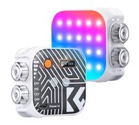 K&F CONCEPT Luz de Vídeo RGB 360° 2500K-9900K para Fotografía | 60 LED, 21 efectos luz, CRI 96+, batería 2000mAh, mini portable, vlogging selfie, blanco, L01