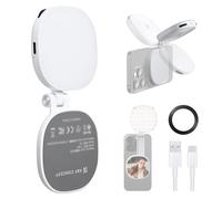 K&F CONCEPT Luz magnética para Selfies con Espejo, luz de Anillo de teléfono móvil de 900mah Compatible con iPhone Magsafe, luz de Relleno de Anillo de Selfie LED de 360° para Selfies, 673lux, Blanco