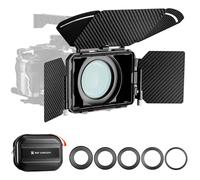 K&F CONCEPT Mini Matte Box con 2 Bandejas de Filtro de 4" x 5,65" y Banderas de Fibra de Carbono，para Cámaras DSLR Mirrorless con 5 Adaptadores de Anillo Circular (67/72/77/82/95mm)