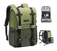 K&F Concept Mochila para Camara Multifuncional，Mochila Fotografía Profesional,Mochila Fotográfica para Reflex Impermeable, Bolsa Cámara Compartimento para Portátil de 15.6 Pulgadas(20L) Verde