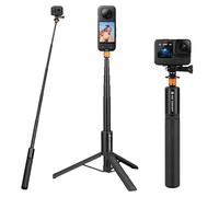 K&F Concept MS21 Palo Selfie Trípode 120cm Trípode para Cámara Deportiva, Mini Trípode con Adaptador Go Pro, Apto para Insta, Action y Otros Dispositivos