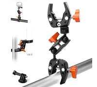 K&F CONCEPT MS25 Soporte de Doble Abrazadera para Cámara con Brazo de Bola 360° Abrazadera Doble Súper Tornillo para Reflector, Trípode, Motocicleta, Bicicleta, Soporte de Luz