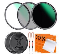 K&F CONCEPT Nano-Dazzle Filtros Kit, 55mm Filtro de Protección MCUV + Polarizador CPL+ ND 1000 Filtro Densidad Neutral +2 Tapas de Objetivo con 3 Paños de Limpieza