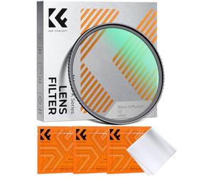 K&F CONCEPT Nano-Klear 62mm Filtro Black Diffusion 1/2, Filtro Black Mist 1/2 Ultrafino Macro de Vidrio Óptico con Nano Revestimiento con 3Pcs Paño Limpieza Microfibra